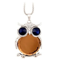 Eguiwyn ogrlica ženske simple sove Owl Rhinestone Privjesak ogrlica s dugim ogrlicama Desktop Ornament