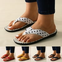 Dame Fashion Summer Polka Dot tkanini Flip Flops Ležerne prilike Sandale sa ravnom udobnom Sandale Žene