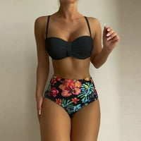 Modne žene Seksi bez leđih otisnuti ruffles kupaći kostimi Bikini Split kupaći kostim