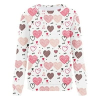 ChicCall Womens Dugi rukav za Valentinovo košulje posada vrata pulover Duks ljubavi srca uzorak ležerne
