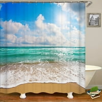 3D štampanje sunca na plaži Palm Drveće kupaonica tuš za zavjese uz more prizor kućna ukras vodootporna