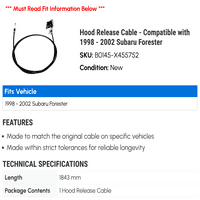 Kabl za otpuštanje hooda - kompatibilan sa - Subaru Forester 2001