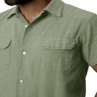 Beiwei Muška košulja rever na majica Dugme Down Tops Casual Tee Muška majica Majica kratkih rukava Redovna