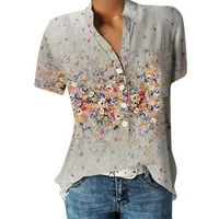 Ženske vrhove bluza Žene kratki rukav modni grafički grafički otisci Summer Henley majice Tunic TEE
