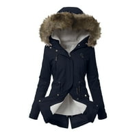 Kali_store zip up jakne za žene Ženske zimske pune jakne sa kapuljačom sa zatvaračem kratki kaput s