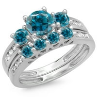 DazzlingRock kolekcija 1. Carat 14k plavi i bijeli dijamantni pogled na prsten za brisanje, bijelo zlato, veličine 7