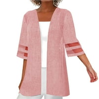 Ženska proljetna ljetna puna boja srednje rukav labav kaput casual lagan gornji kaput ružičasti xl