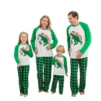 Peyakidsaa Božićna porodica podudaranje pidžama set dinosaur Print Womenke za spavanje žena i muškaraca