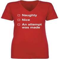 Naughty Lijep pokušaj je napravljen ženska majica V-izrez