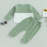 LICUPIEE TODDLER Baby Boy Fall Outfit Dugih rukava Kontrastni dugih dukserica Top elastične čvrste hlače