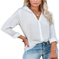 Paille žene rever vrat labave košulje Ležerne prilike za bluzu za bluzu DOWN DOWNY FORT TOP TUNIC