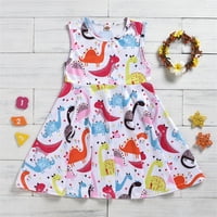 Fattazi Kids Toddler Baby Girls Proljeće Ljeto Print Dinosaur odjeća za haljinu bez rukava bez rukava