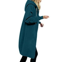Naughtyhoohood ženska duga zip up duksev jakna prevelika duksela Fleese casual džepovi Jesen navlaka