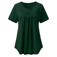 Bazyrey Womens Crew vrat Ležerne prilike pune bluze Ženska majica s kratkim rukavima Green 5xl