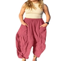 PUDCOOCO žene široke pantalone na plaži u boji labave ležerne prilike u pravu haremske pantalone za