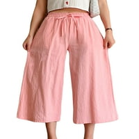 Nizine ženske vrećaste hlače od solidne boje dame čipke palazzo pant sa džepovima koji rade na vodi