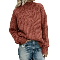 Ženska turtleneck pleteni džemper Twit debeli topli mekani udobni kabel pleteni pulover, pulover pulover