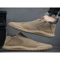 Oucaili Muške čizme sa bočnim zip čizme Vodootporni posao čizme ravne ležerne zimske cipele muškarci