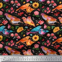 Soimoi Yellow Pamuk Cambric tkanina, suncokret i američki robin ptica za štampanje tkanine sa dvorištem