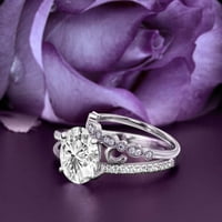 Prekrasna umjetnost nouvea 2. Karat ovalni rez dijamantski prsten za uključivanje stila, vjenčani prsten u srebru s 18k bijelim poklopnjem zlata za njezin osnivač, mladenki
