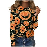 Strungten ženski modni casual dugih rukava Halloween Print okrugli vrat Pulover Top Bluza