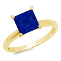 3CT Princess Cut simulirani plavi safir 18K žuti zlatni godišnjica zaručničke prstene veličine 10.75