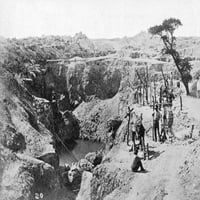 Dijamantni rudar, 1882. NVIEW dijamantskih polja na rudniku Du Toit, Južna Afrika: fotografirana 1882.