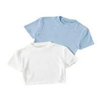 Ženske bluze i uselje u obliku kratkih desetina Plavo Ležerne prilike za okruženja plave i bijele majice