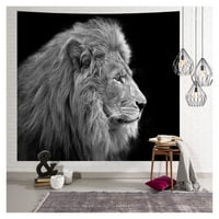 Crno-bijeli lav tapiserija prekrivača za piknik zidni dekor za plafon za spavaonice na fakultetu - GT-Lion