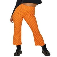 Žene ravne široke noge hlače visoke struk baggy checkboard pantalone za ispis Joggers Streetwear