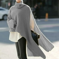 Žene turtleneck dugi rukav za batwing asimetrični rub casual pulover džemper pletenje vrhovi ženskog