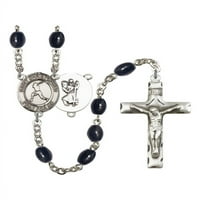 St. Christopher bejzbol srebrne krunice 8x crne boje perle Crucifi Veličina medaljine šarm