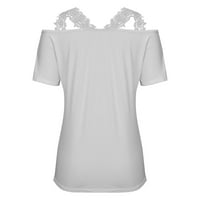 Radna bluza, Ženski ljetni V-izrez Ležerne čipke Patchwork Puni tunike Tople Flowy casual bluze Košulje velike sive