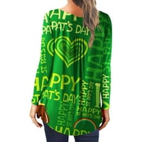 ST PATRICKS Dnevne košulje Žene Slatki tisak Dugih rukava Grafičke grafičke trake pulover Ljeto Loose