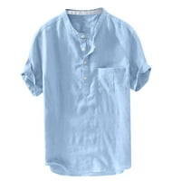 Miayilima muške košulje za rušenje muškaraca Kućna gužva u boji Laneni kratki rukav retro Thirts bluza