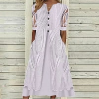 Ženske ljetne haljine Ženske modne print V mreža mreža kratkih rukava Splice labave haljine džepni haljina
