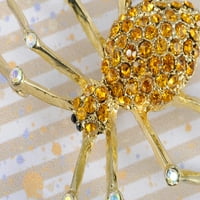 Topaz šareni kristalni Rhinestones Golden Tone Spider Halloween Pin Brooch