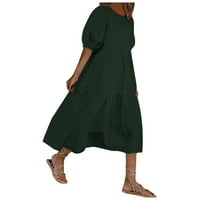 Ljetne haljine za prodaju za žene Plus veličine kratkih rukava, puni košulja u boji V-izrez Maxi Loase