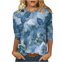 Vremenska rukav Ženski vrhovi Dressy Casual Comfy Loase Slatko Trendy Majice Majice Floral tiskane tunike