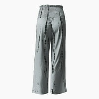 Dame hlače Patchwork tiskani visoki struk široki nog Ležeran u modernim udobnim elastičnim džepom casual