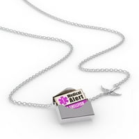 Ogrlica za zaključavanje Medicinska upozorenja Ljubičasta bez školjkaša u srebrnom kovertu Neonblond