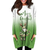 Žene Falls Tops Božićne majice za štampanje Haljina za pulover s dugim rukavima vrhovi dukserišta Grafički
