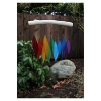 Cohasset Thumply Stakleni vjetrovi - Rainbow dizajn lista - Reciklirano staklo i driftwood - LGBTQ Pride,