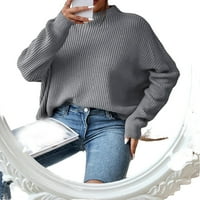 Ležerni obični puloveri za lijevke s dugim rukavima sivi ženski džemperi