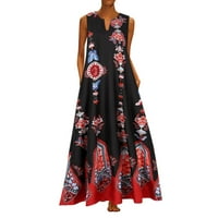 Mchoice Casual Sumunderss za žene V-izrez Boho Haljina za plažu cvjetno print midi haljina ljuljačka