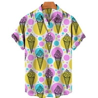Ljetna muška majica sladoled tisak kratkih rukava slatka uzorka majica rever gumb za muškarce labave havajske havajske