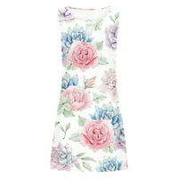 Ženska popularna vintage elegantna cvjetna haljina koljena dužina koljena bez rukava haljina ljetna