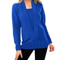 Dukseri pulover za žene obrezane pulover džemperi za žene Ljeto ugodno plavo l