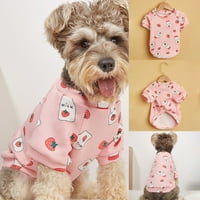 Walbest džemper za pse toplom zimskom odjećom Slatka mlijeko Jagoda print ružičasti mačji džemper PET