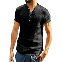 Muška majica kratkih rukava s kratkim rukavima Ljetna obična gumba Labavi kratki majica V-izrez The